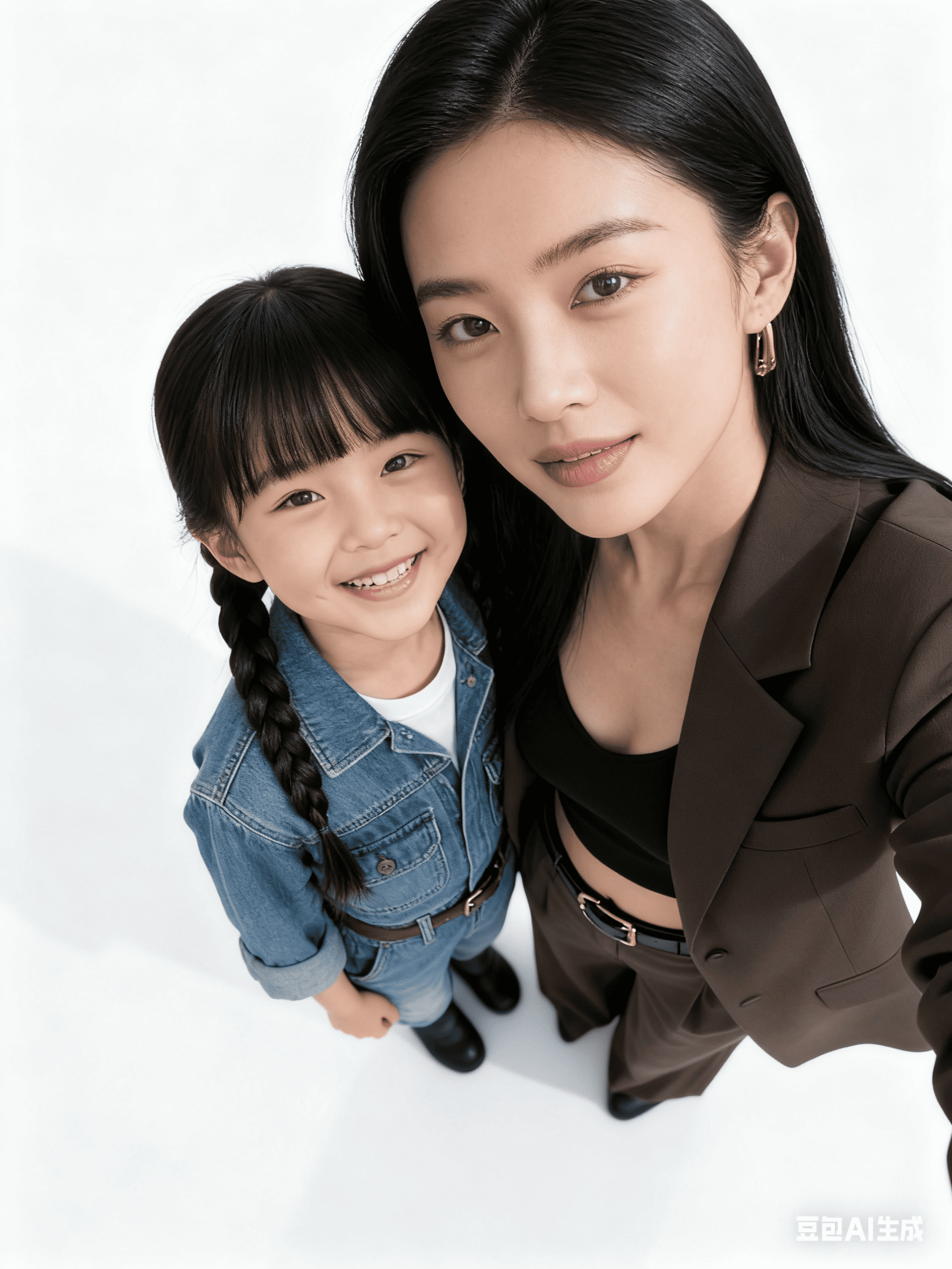 AI 小時候合照：白背景高角度