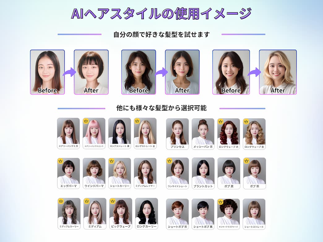 Vivid Glam AIヘアスタイスの使用イメージ