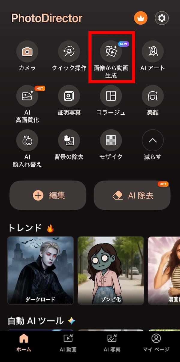 PhotoDirector画像から動画生成の参考画像