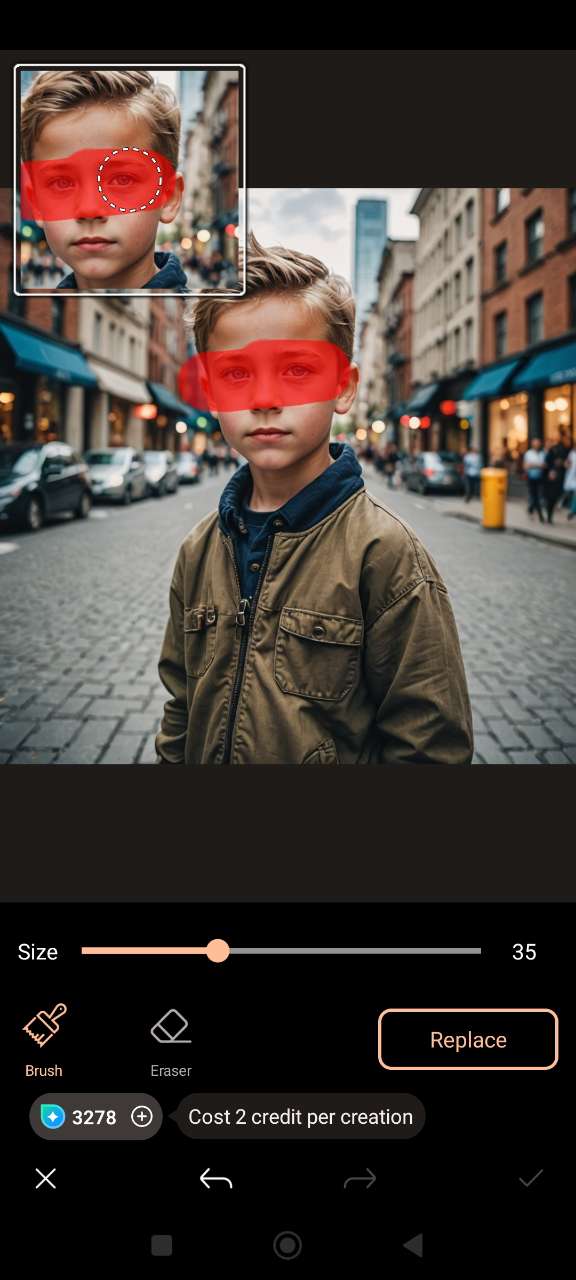 Brush over area to censor