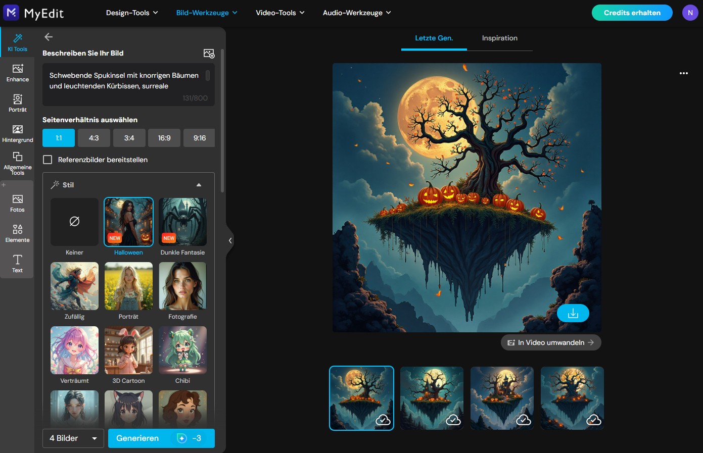 MyEdit - Bildgenerator Halloween UI