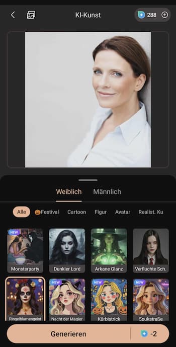 PhotoDirector - Halloween-Profilbilder und Avatare