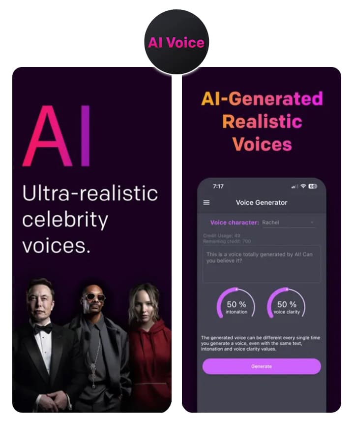 AI Voice Generator의 음성 생성 인터페이스