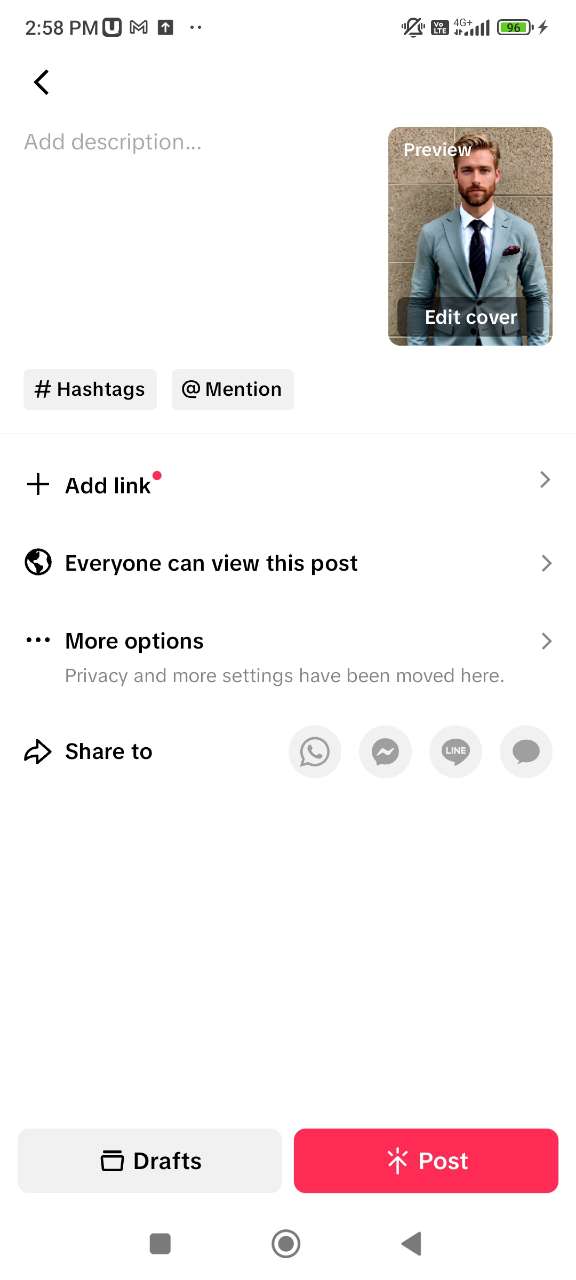 Share reversed TikTok video