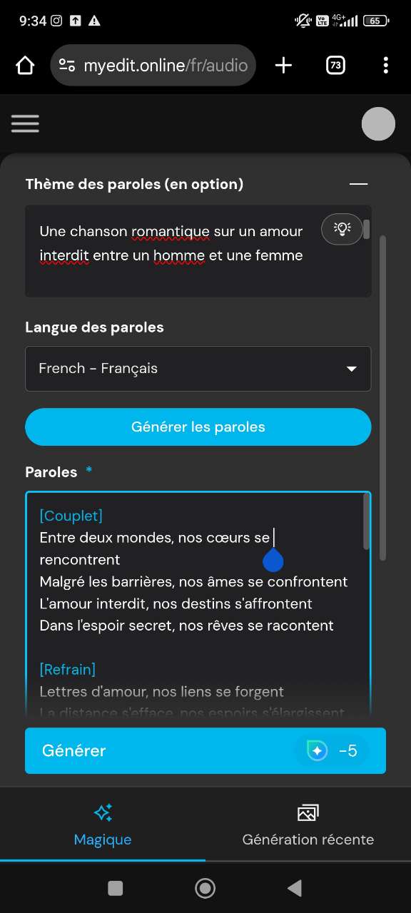Créer une chanson avec un générateur de paroles IA