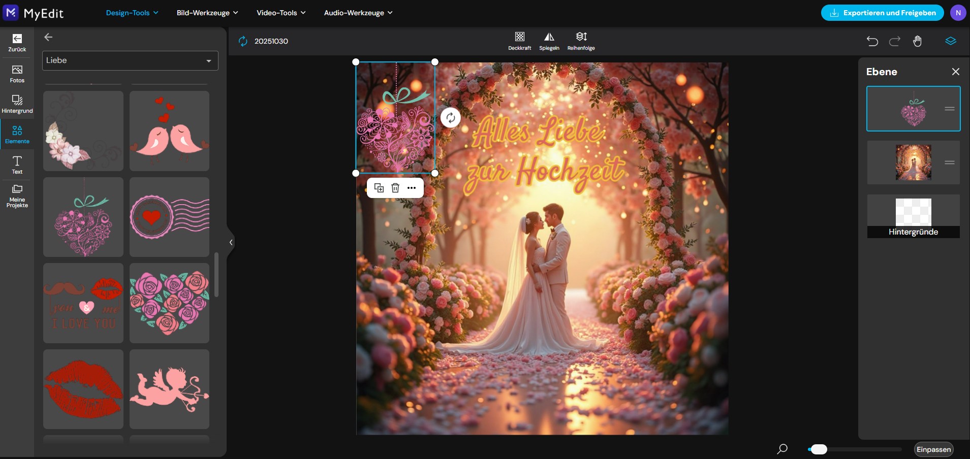 MyEdit - Hochzeitsgrüße gestalten