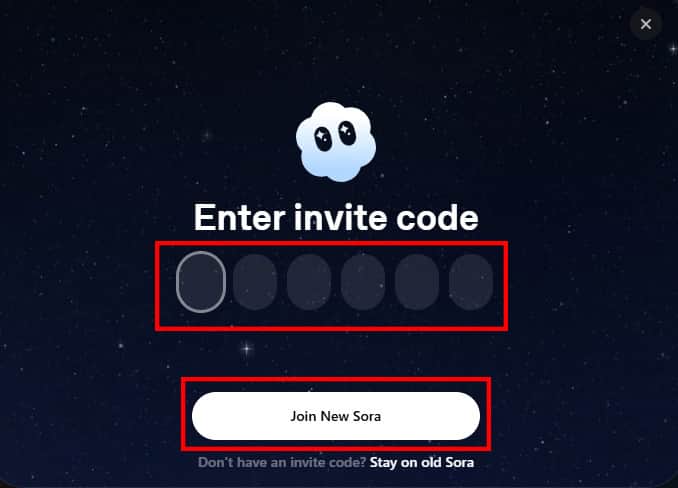 Sora 2 招待コード入力