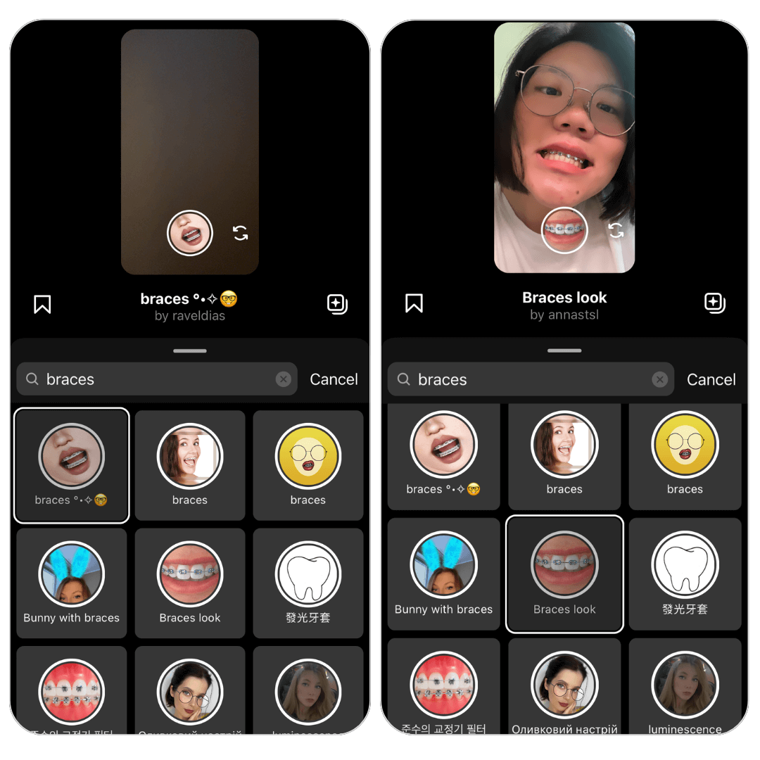 filtro de brackets en TikTok e Instagram