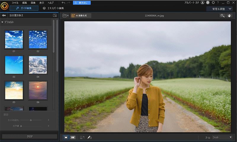 PhotoDirector 空置き換え画面