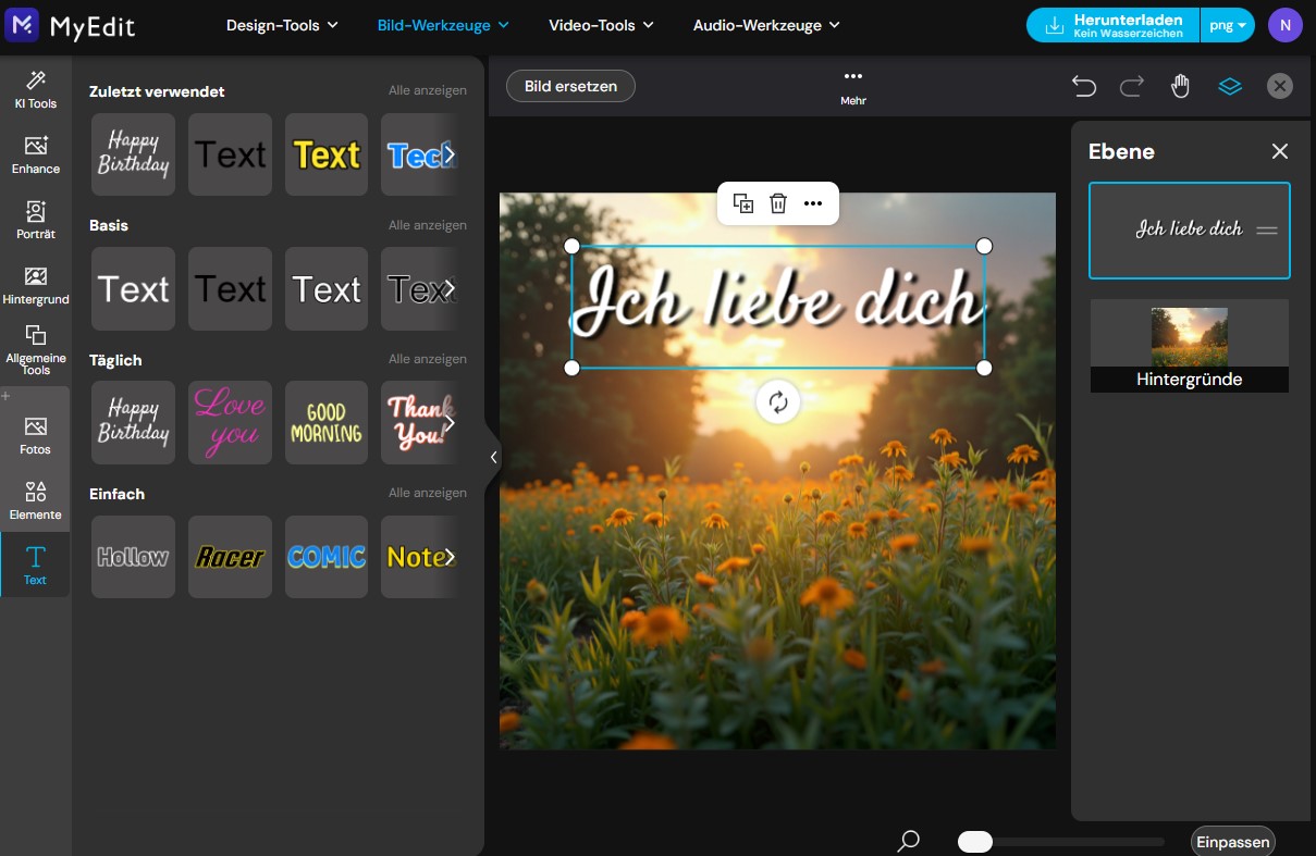 MyEdit - Liebesgrüße gestalten