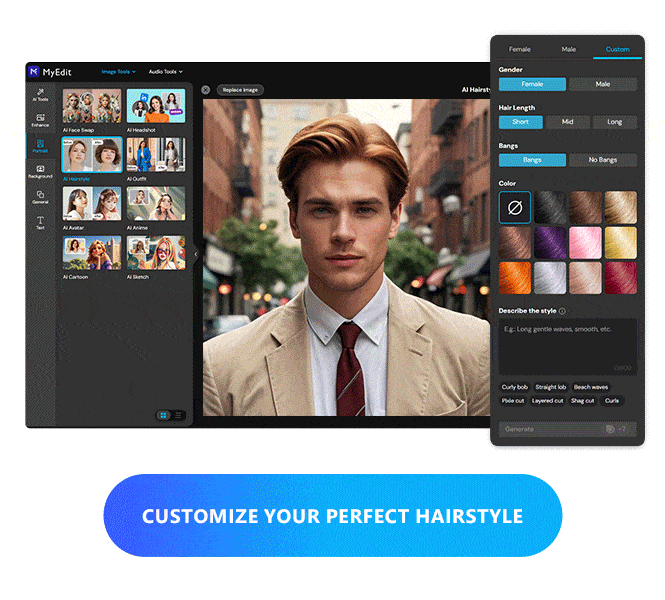 Hairstyle Try-on with MyEdit