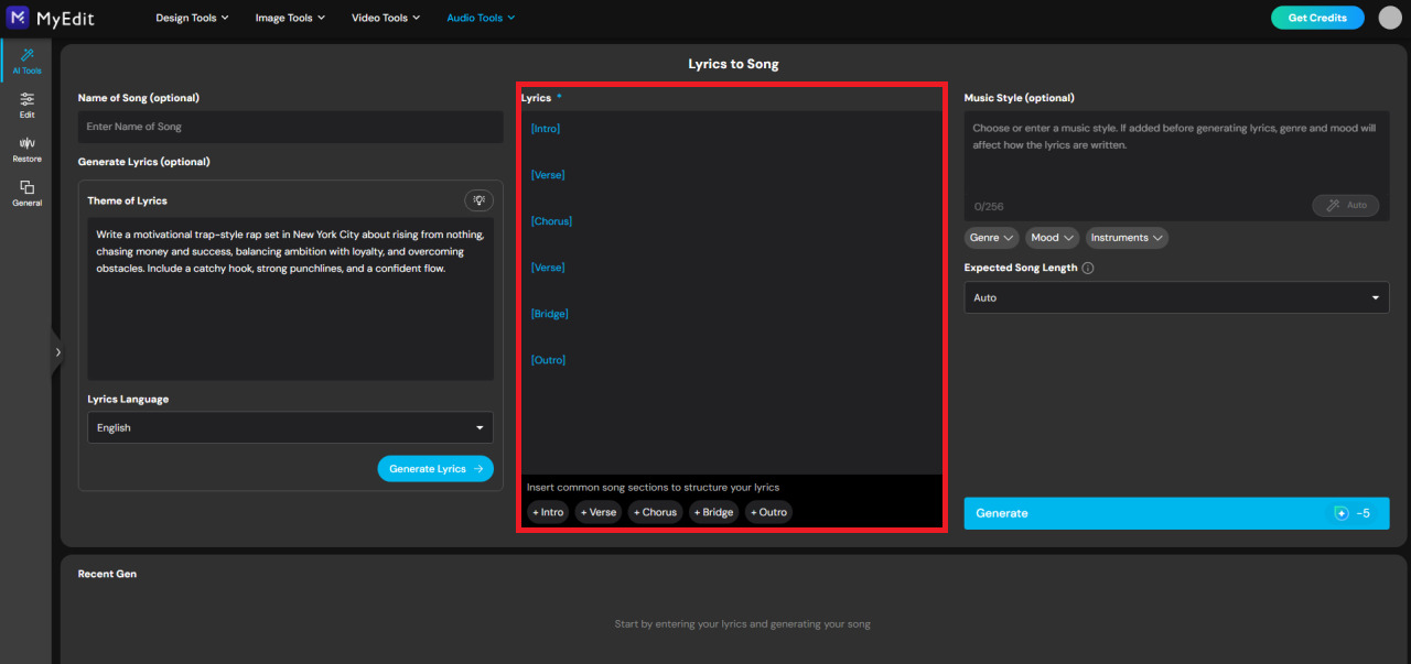 Create rap lyrics with an AI rap generator