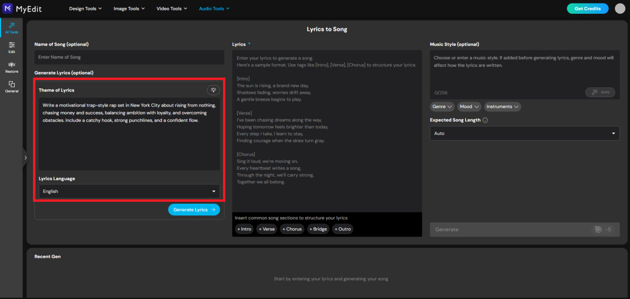 Create rap lyrics with an AI rap generator
