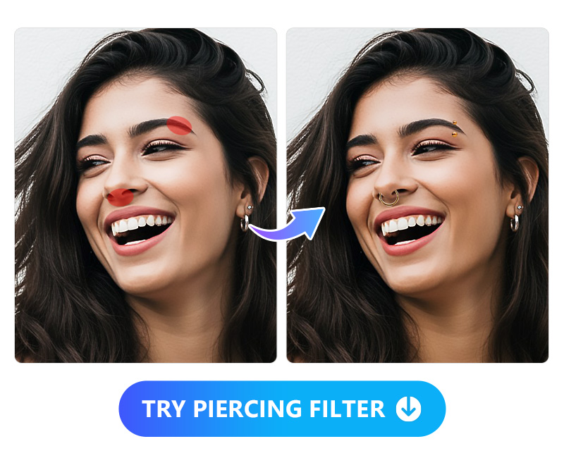 PhotoDirector App UI - Best piercing filter app 