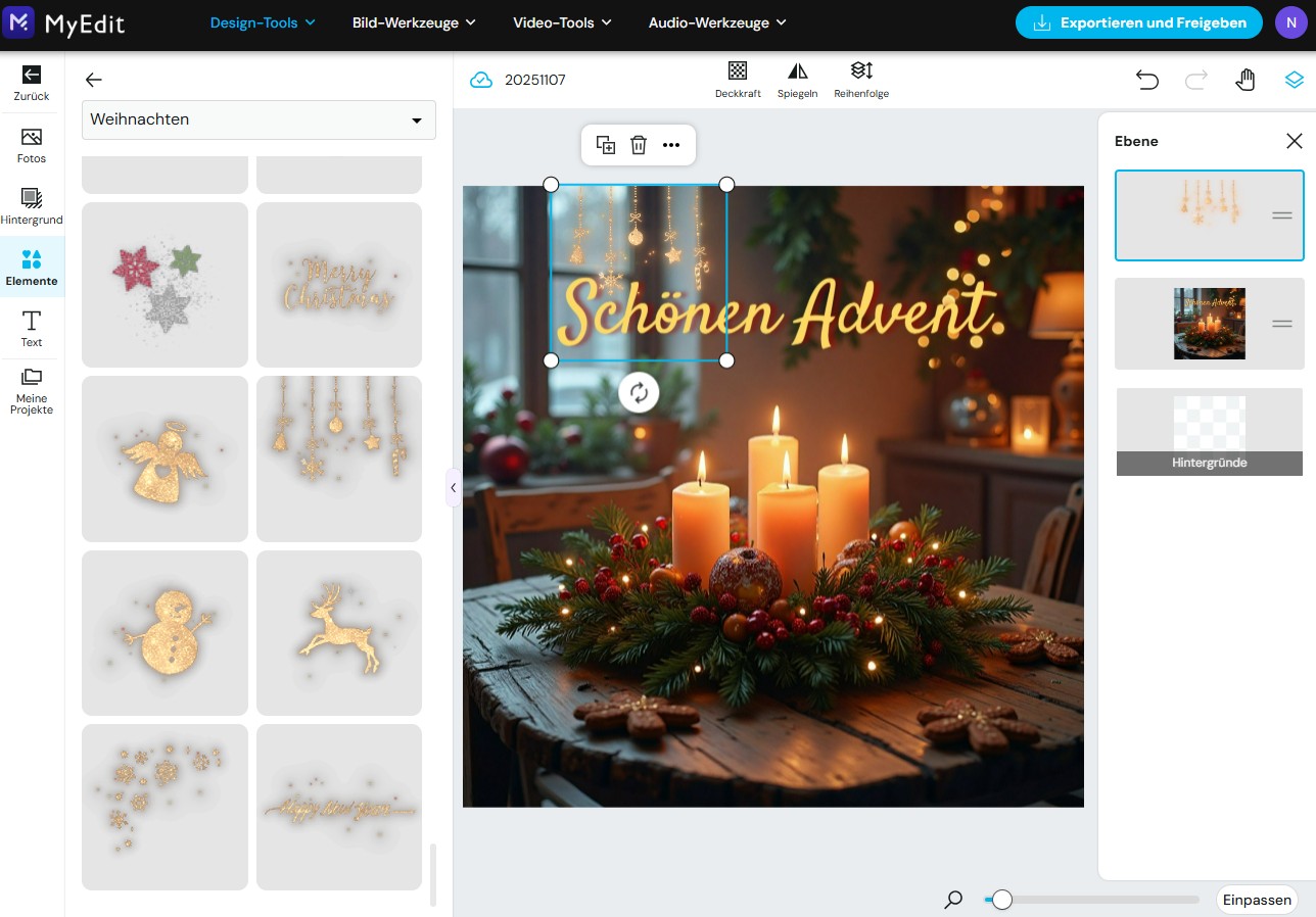 MyEdit - Adventsgrüße gestalten