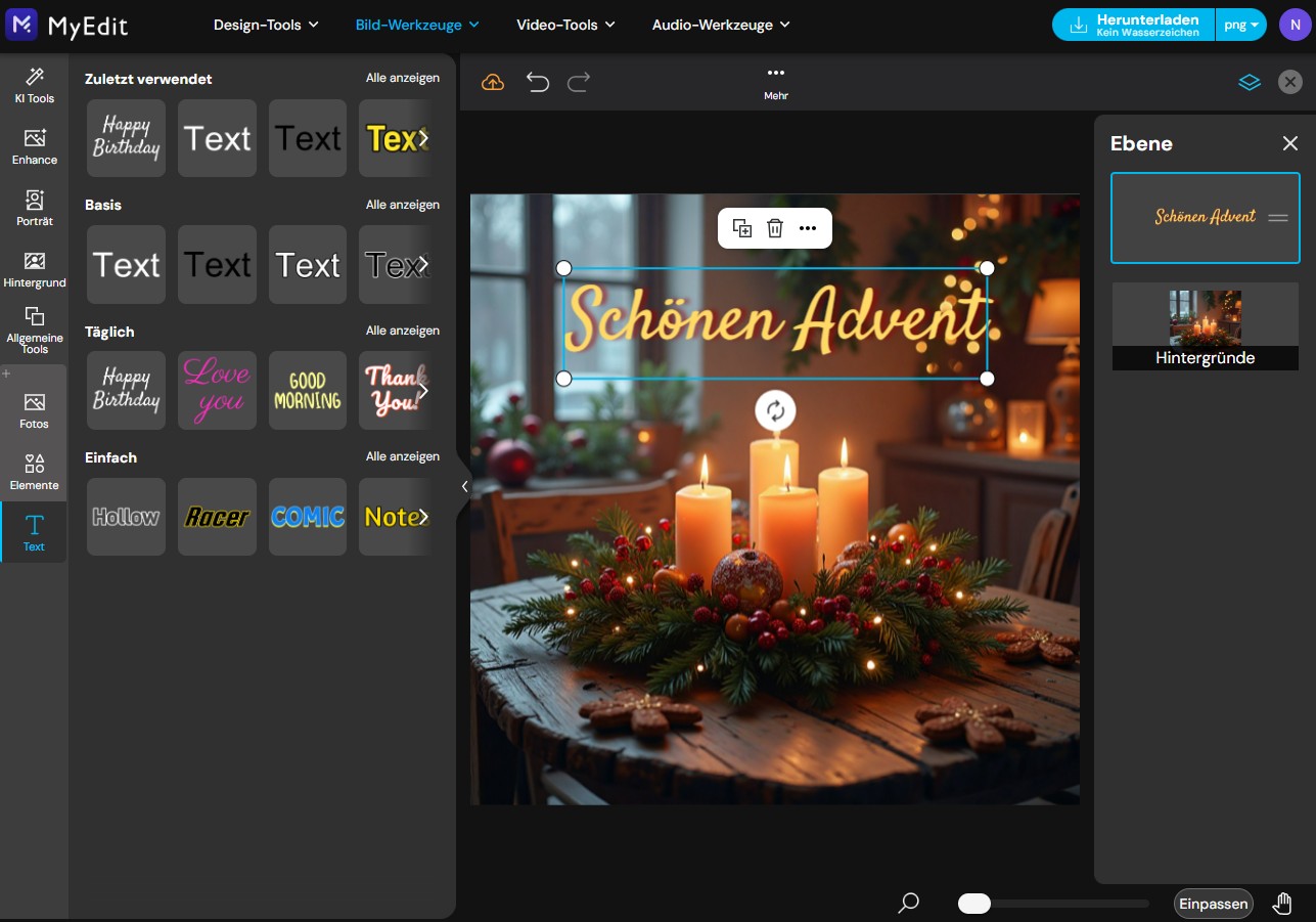 MyEdit - Adventsgrüße gestalten