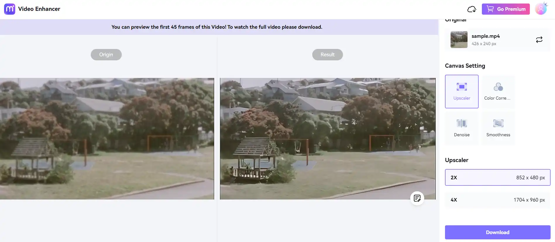 Interfaz de PowerDirector para mejorar la calidad de video