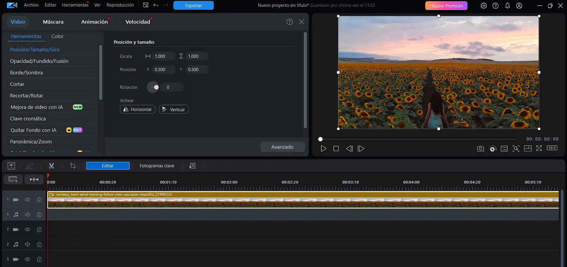 Interfaz de PowerDirector para mejorar la calidad de video