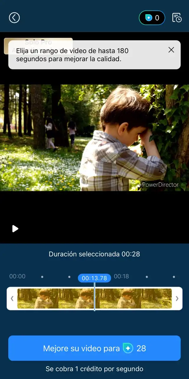 Interfaz de PowerDirector para mejorar la calidad de video