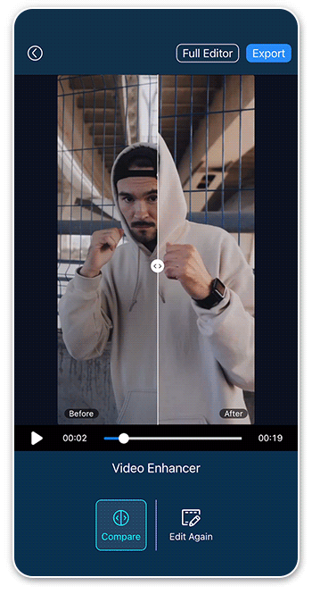 Interfaz de PowerDirector para mejorar la calidad de video