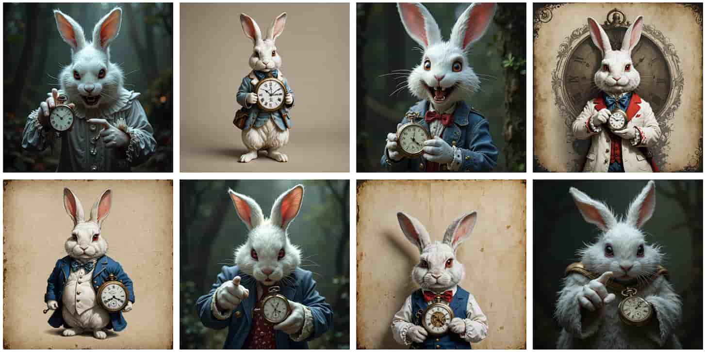 imagen de conejos con reloj realizados con MyEdit en el estilo del All roads lead to Rome Meme