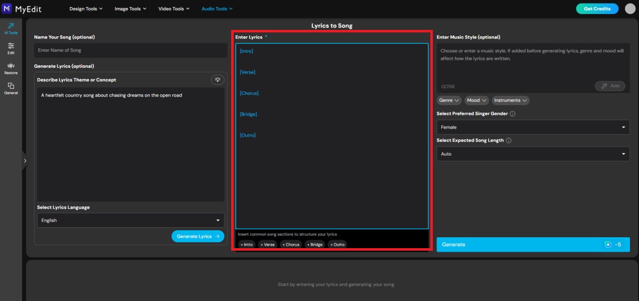 Structure your AI song