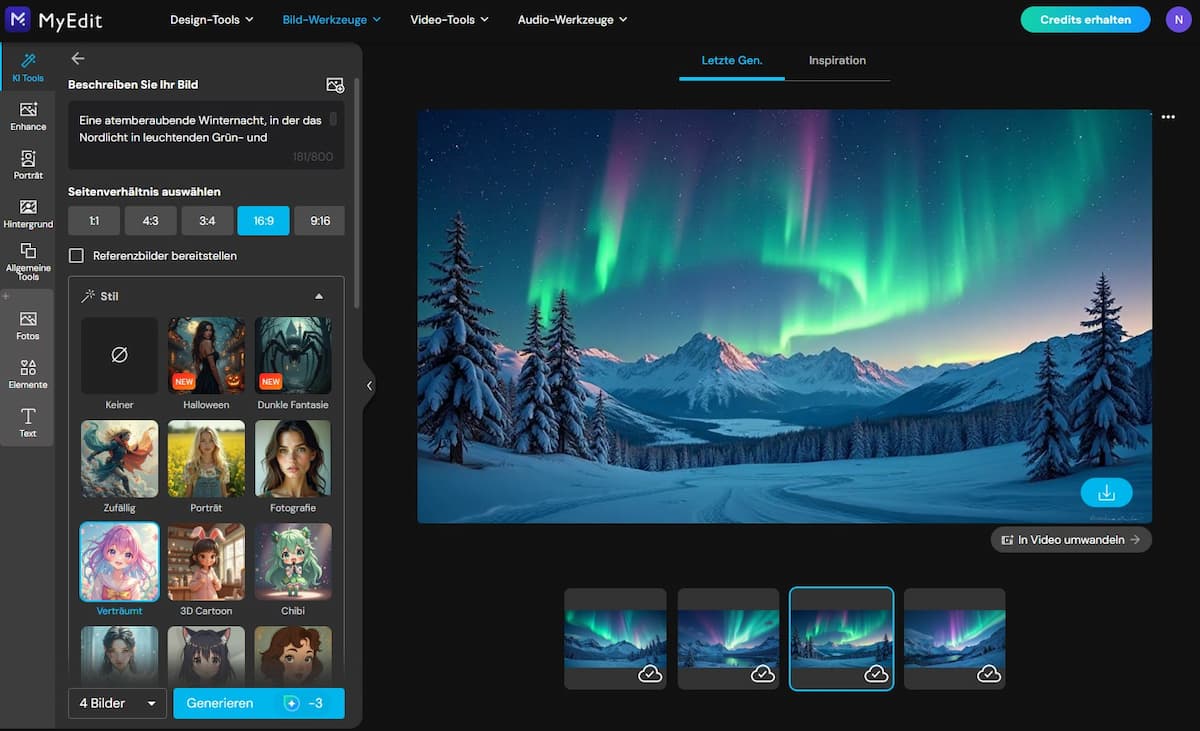 MyEdit - KI-Winterbilder mit Text-Prompts erstellen