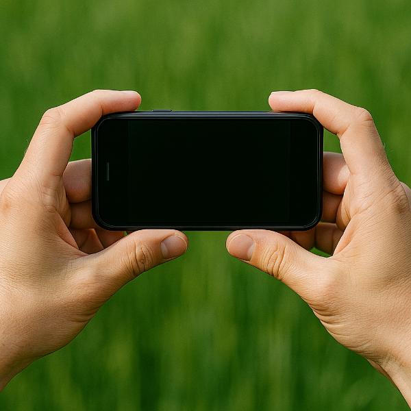 手ブレしないように両手でしっかり持つ参考画面