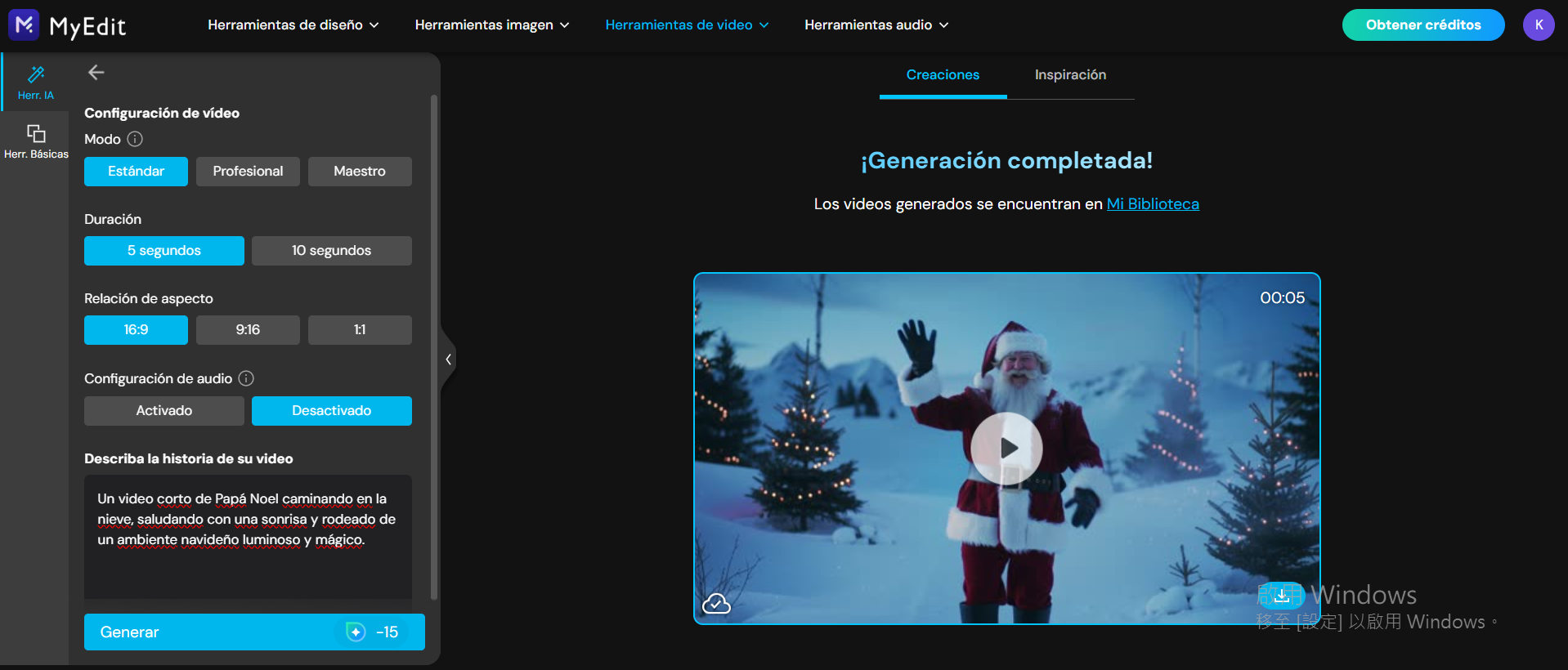 Crea un video de Santa Claus