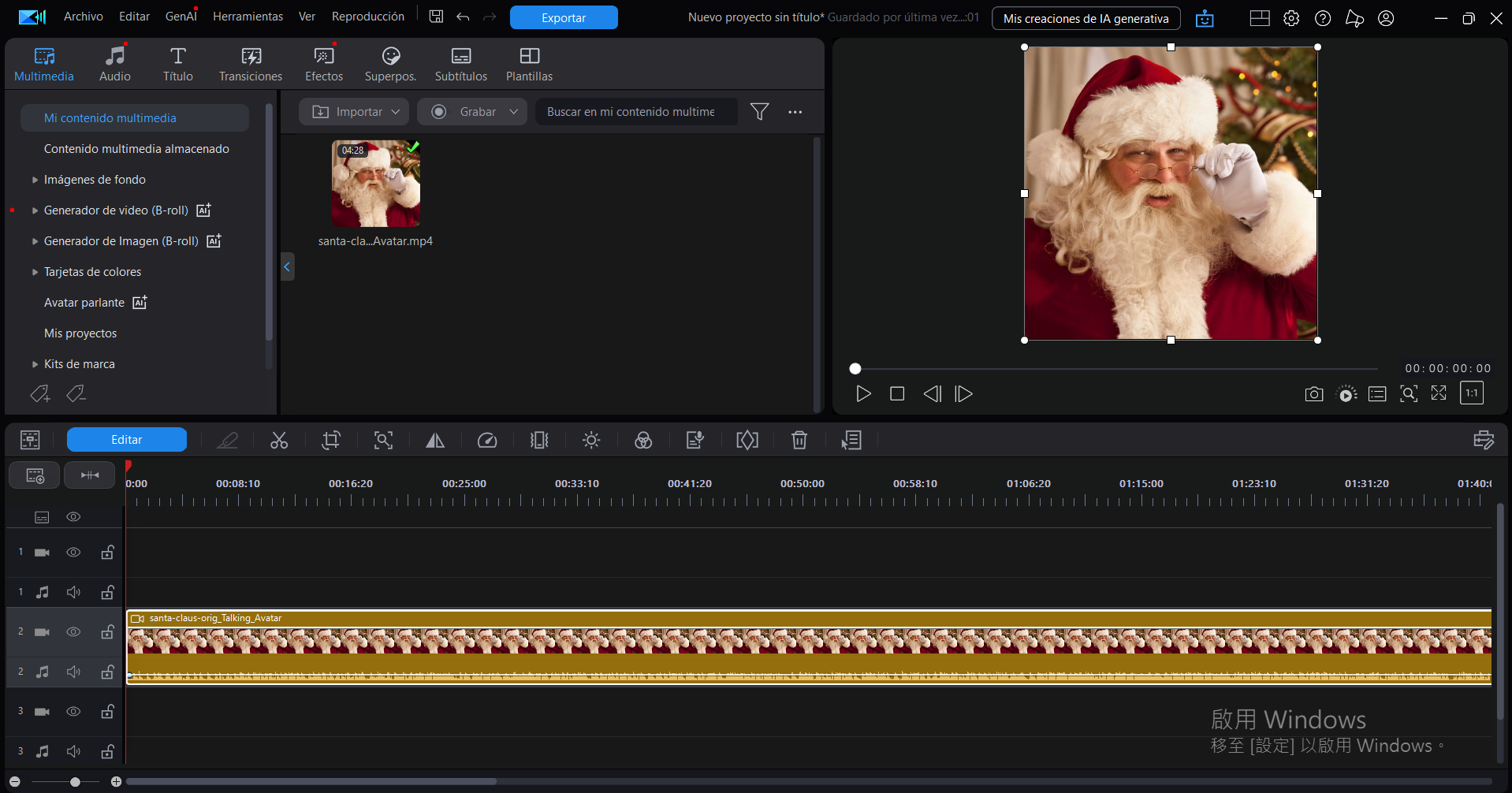 Crea un video de Santa Claus