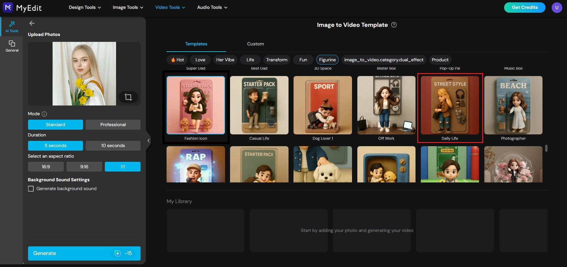 How to Animate Your Action Figure Using MyEdit Image to Video Tool