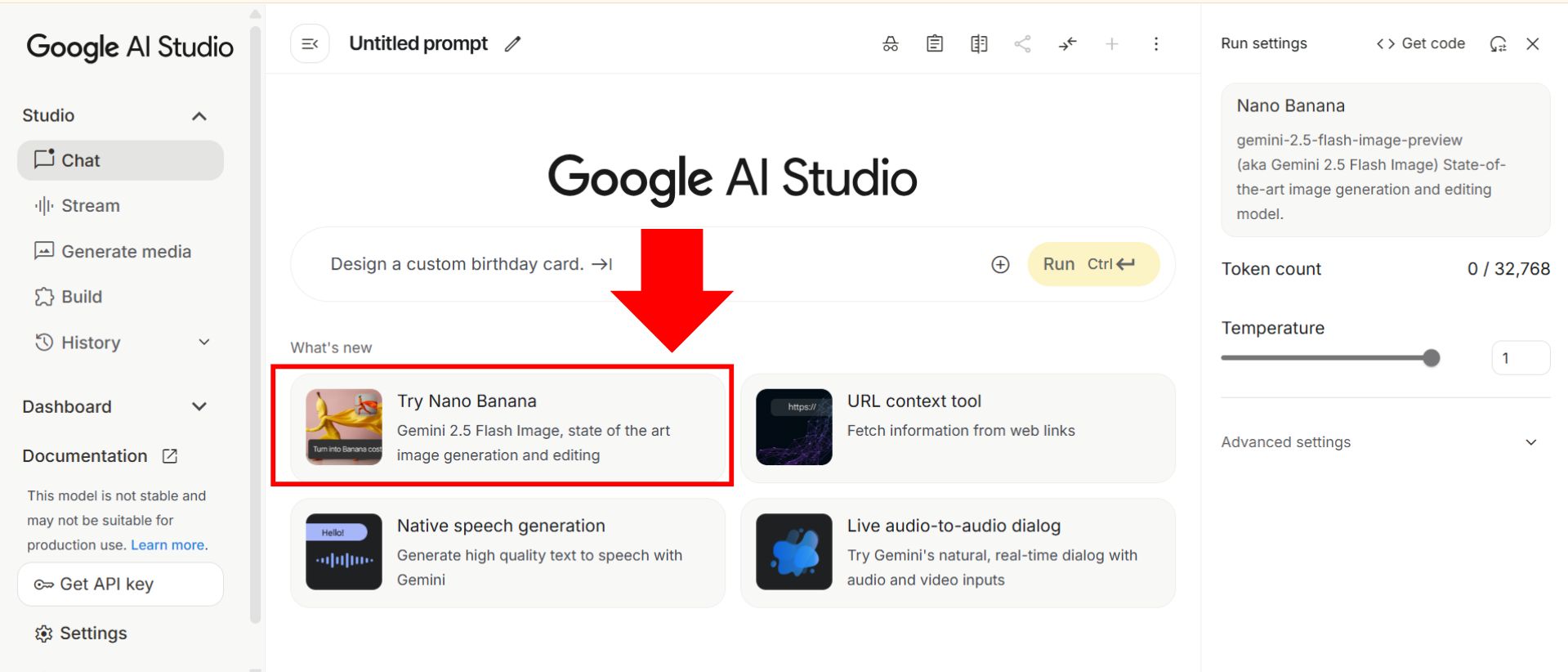 Google AI Studio Try Nano Banana