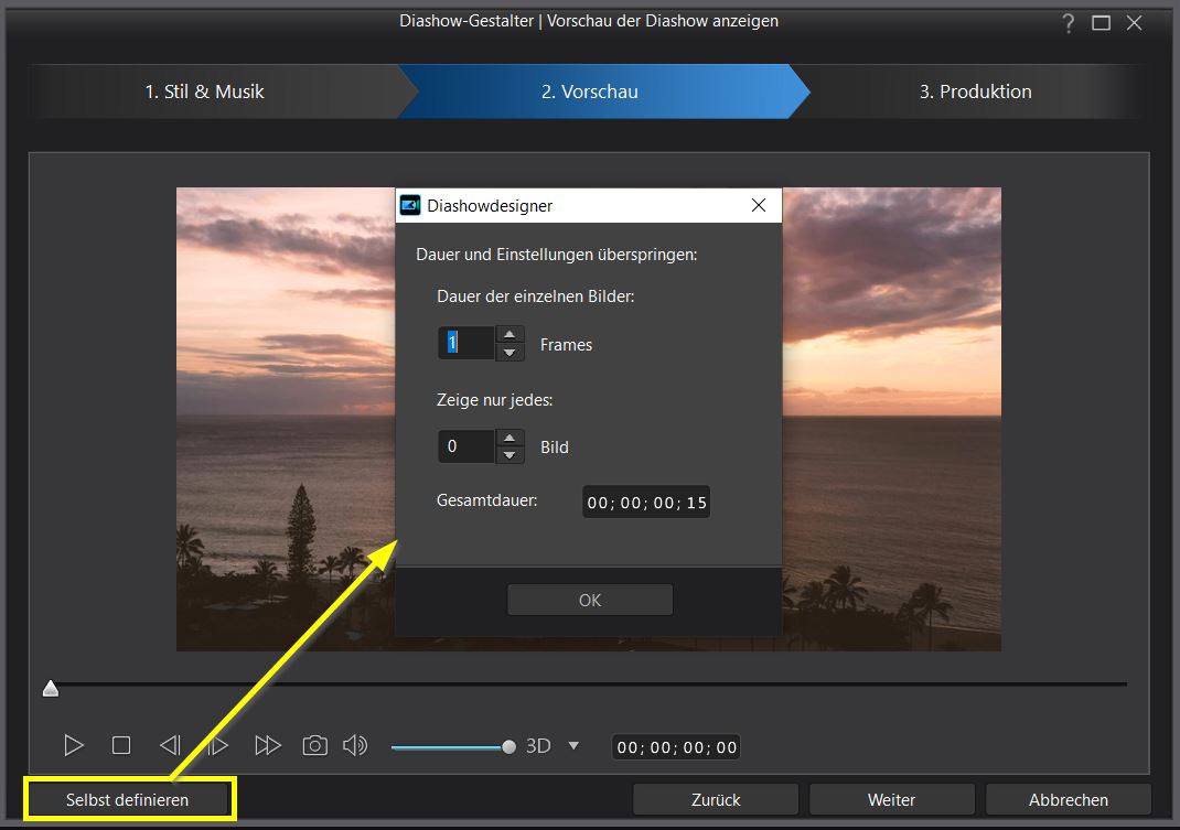 PowerDirector - Diashow selbst definieren