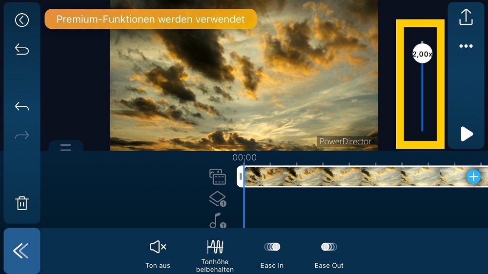 PowerDirector App - Video beschleunigen