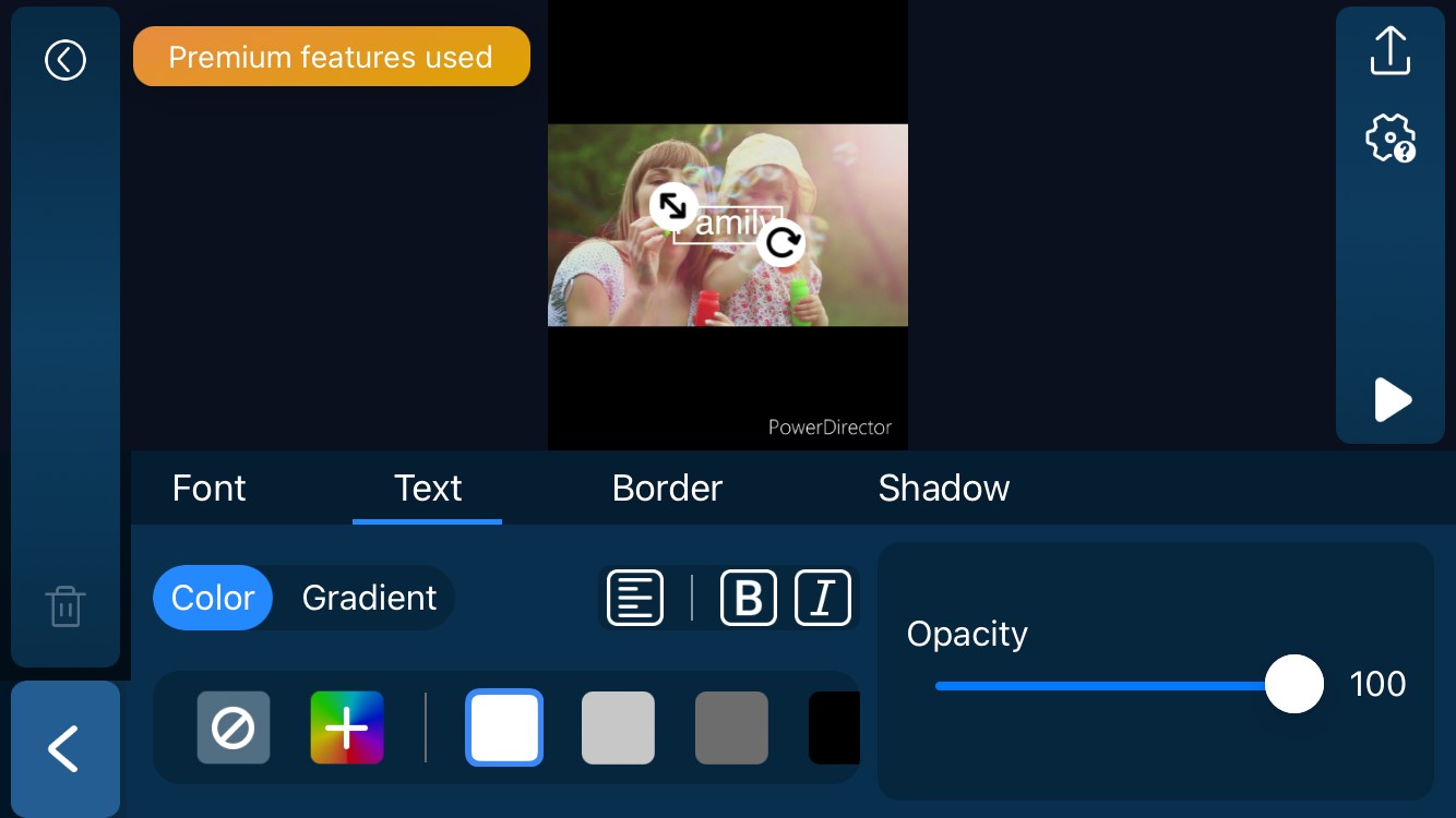 PowerDirector App - Adding Text