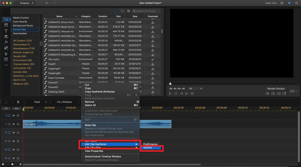 Edit Audio on PowerDirector with Keyframes