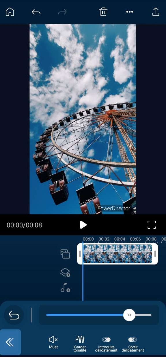 accelerer une video sur mobile pour creer une timelapse avec l'app powerdirector