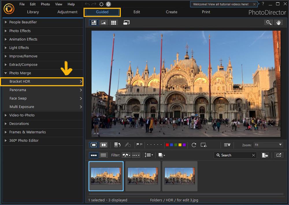 PhotoDirector - Bracket HDR