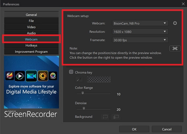 Screen Recorder 4 - Webcam Preference