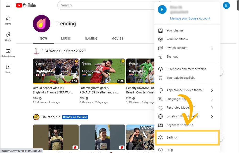 Youtube Account Settings