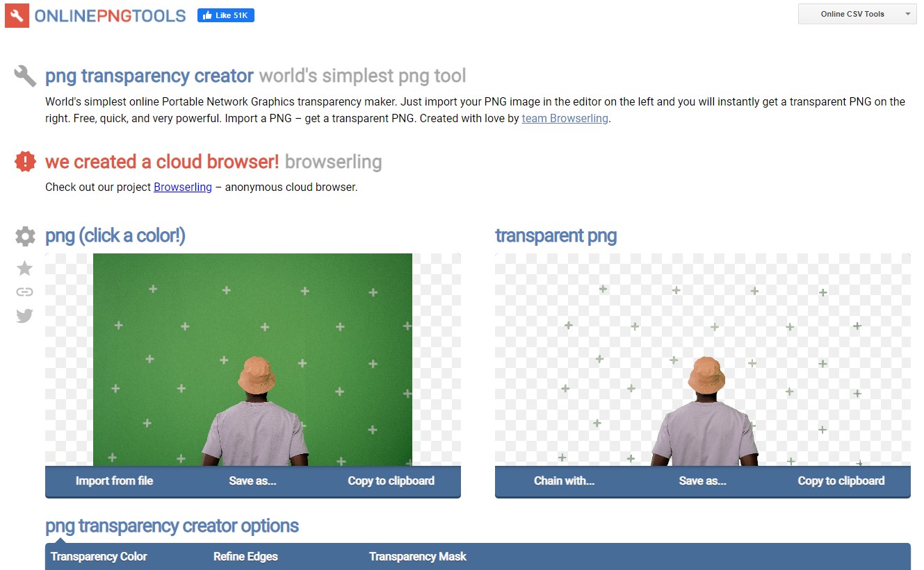 Online PNG Tools Interface - Software per rimuovere lo sfondo delle immagini