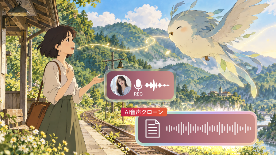 自分の声をもとに作成したクローン音声でナレーションを合成する画面