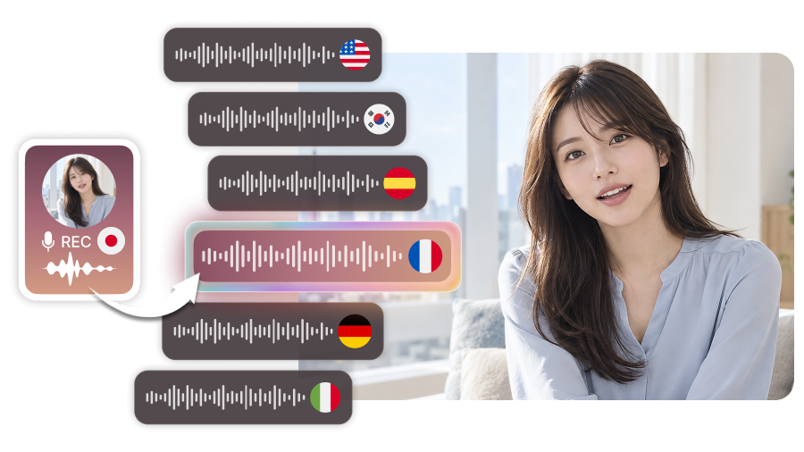 日本語の台本を29言語に翻訳して話させるAI翻訳の言語選択画面