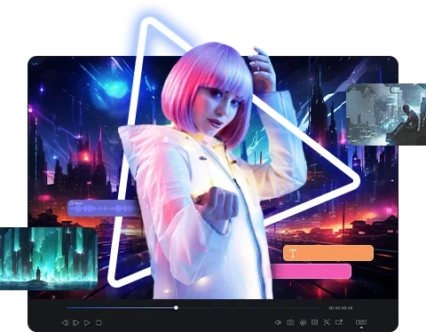 Stock footage combined with AI-generated concept art in PowerDirector 365