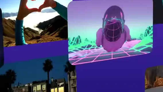 Scrolling collage of stock video clips from the PowerDirector 365 library