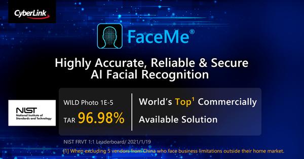 CyberLink FaceMe® Tops Facial Recognition Vendor Test